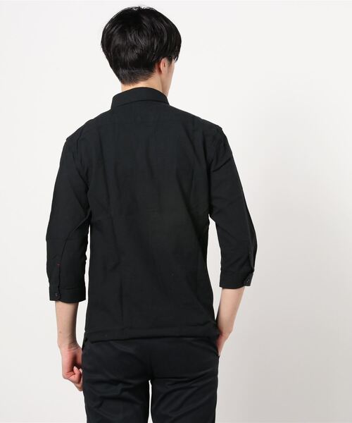 A.S.M(エーエスエム)の「麻コットン シャツ / ホリゾンタルカラー 7分袖 カラー 麻シャツ(シャツ/ブラウス・メンズ・サンドグレー/ブルー/ブラック/カーキ/サックスブルー/ネイビー/ホワイト/ライトピンク・50/52/48)」の9枚目の写真