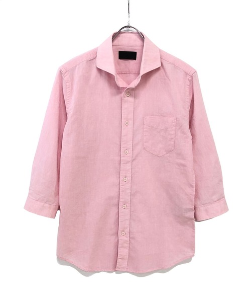 A.S.M(エーエスエム)の「麻コットン シャツ / ホリゾンタルカラー 7分袖 カラー 麻シャツ(シャツ/ブラウス・メンズ・サンドグレー/ブルー/ブラック/カーキ/サックスブルー/ネイビー/ホワイト/ライトピンク・50/52/48)」の13枚目の写真