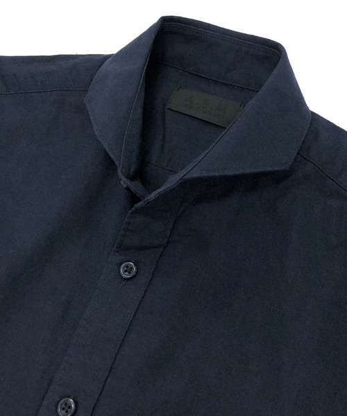 A.S.M(エーエスエム)の「麻コットン シャツ / ホリゾンタルカラー 7分袖 カラー 麻シャツ(シャツ/ブラウス・メンズ・サンドグレー/ブルー/ブラック/カーキ/サックスブルー/ネイビー/ホワイト/ライトピンク・50/52/48)」の17枚目の写真