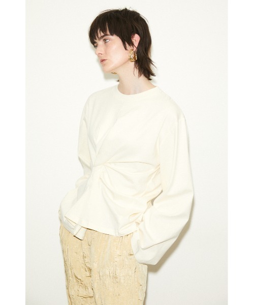 THROW by SLY(スローバイスライ)の「THROW TWIST DRAPE TOPS ツイスト ドレープ トップス(Tシャツ/カットソー・レディース・ブラック/オフホワイト・FREE)」の10枚目の写真