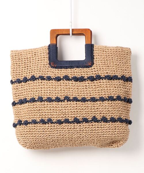 natural couture（ナチュラルクチュール）の「木手ハンドル玉編みトートバッグ（トートバッグ・レディース・キャメル/ベージュ・FREE）」の7枚目の写真