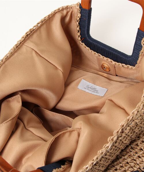 natural couture（ナチュラルクチュール）の「木手ハンドル玉編みトートバッグ（トートバッグ・レディース・キャメル/ベージュ・FREE）」の4枚目の写真