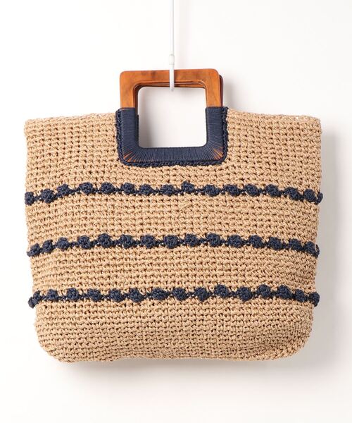 natural couture（ナチュラルクチュール）の「木手ハンドル玉編みトートバッグ（トートバッグ・レディース・キャメル/ベージュ・FREE）」の9枚目の写真