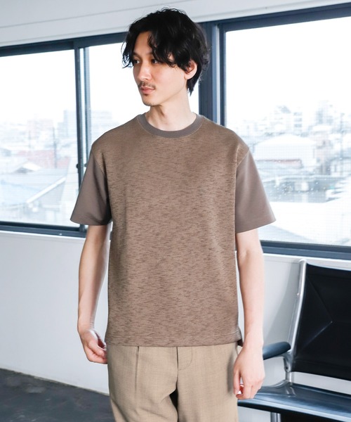 GLOBAL WORK(グローバルワーク)の「ニットソー切替Tee/940168(Tシャツ/カットソー・メンズ・ダークブラウン/ベージュ/ネイビー/グレー系その他4・SMALL/MEDIUM/LARGE/X-LARGE)」の1枚目の写真