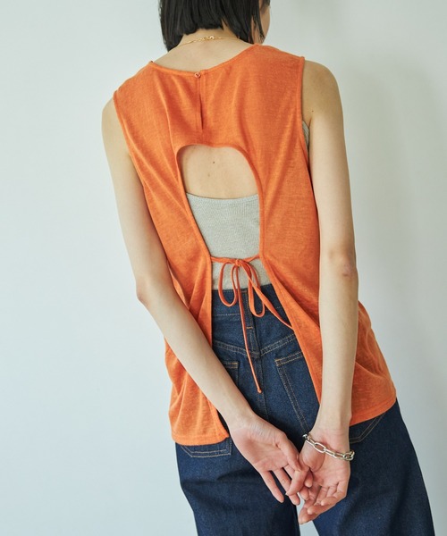 VACANCY（ヴァカンシー）の「バックオープンタンクトップ（タンクトップ・レディース・チャコールグレー/ブラウン/オレンジ・FREE）」の3枚目の写真