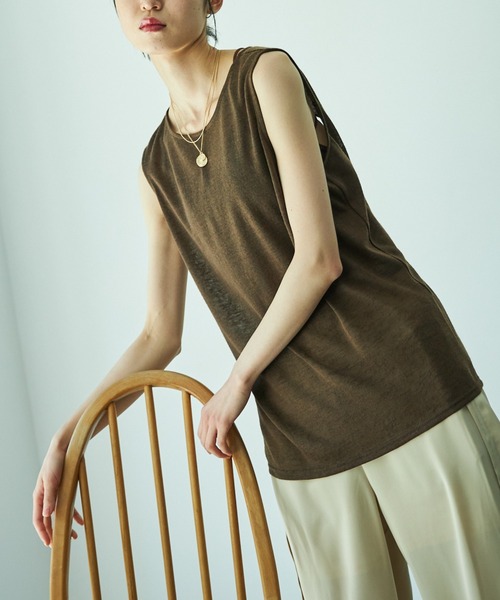 VACANCY（ヴァカンシー）の「バックオープンタンクトップ（タンクトップ・レディース・チャコールグレー/ブラウン/オレンジ・FREE）」の5枚目の写真