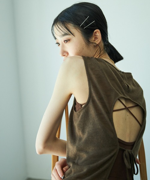 VACANCY（ヴァカンシー）の「バックオープンタンクトップ（タンクトップ・レディース・チャコールグレー/ブラウン/オレンジ・FREE）」の19枚目の写真