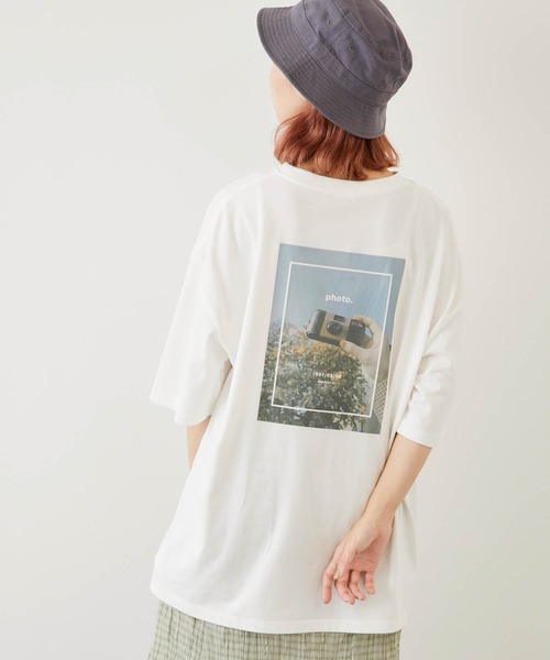 timecapsule(タイムカプセル)の「【timecapsule】「四角い思い出」転写プリント半袖ビッグTシャツ(Tシャツ/カットソー・レディース・ホワイト/ミント/モカ/ライトベージュ・FREE)」の18枚目の写真
