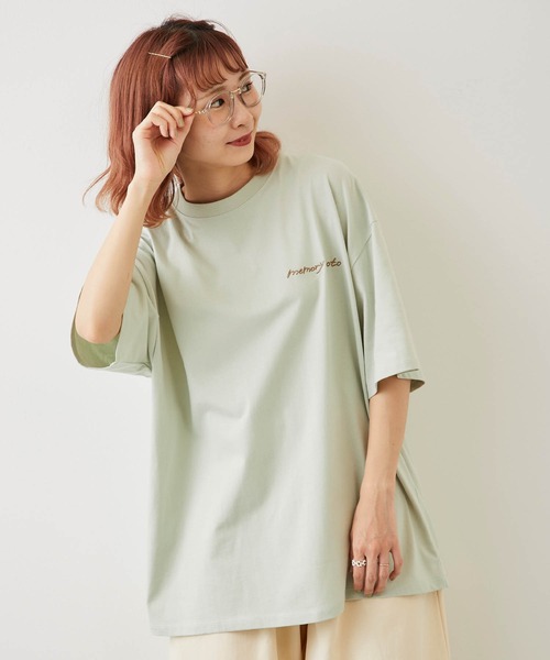 timecapsule(タイムカプセル)の「【timecapsule】「四角い思い出」転写プリント半袖ビッグTシャツ(Tシャツ/カットソー・レディース・ホワイト/ミント/モカ/ライトベージュ・FREE)」の12枚目の写真