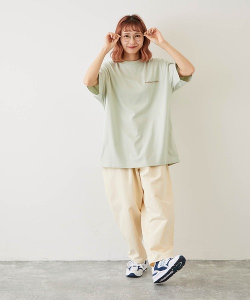 timecapsule(タイムカプセル)の「【timecapsule】「四角い思い出」転写プリント半袖ビッグTシャツ(Tシャツ/カットソー・レディース・ホワイト/ミント/モカ/ライトベージュ・FREE)」の16枚目の写真
