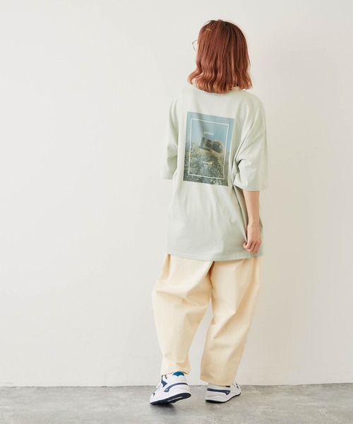 timecapsule(タイムカプセル)の「【timecapsule】「四角い思い出」転写プリント半袖ビッグTシャツ(Tシャツ/カットソー・レディース・ホワイト/ミント/モカ/ライトベージュ・FREE)」の20枚目の写真
