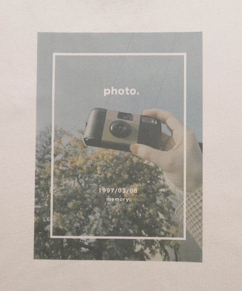 timecapsule(タイムカプセル)の「【timecapsule】「四角い思い出」転写プリント半袖ビッグTシャツ(Tシャツ/カットソー・レディース・ホワイト/ミント/モカ/ライトベージュ・FREE)」の10枚目の写真