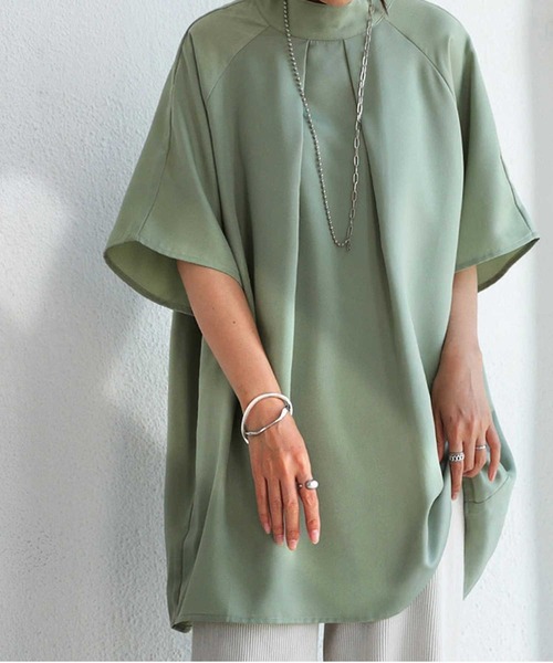 antiqua(アンティカ)の「ラグランスリーブブラウス(シャツ/ブラウス・レディース・ブラック/ミント/オフホワイト・FREE)」の3枚目の写真