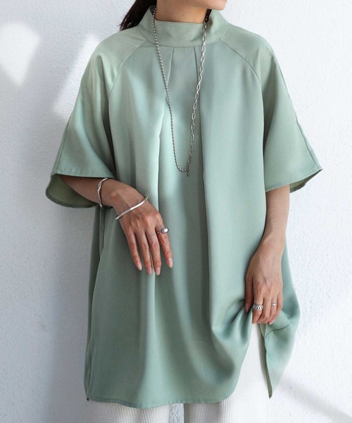 antiqua(アンティカ)の「ラグランスリーブブラウス(シャツ/ブラウス・レディース・ブラック/ミント/オフホワイト・FREE)」の8枚目の写真