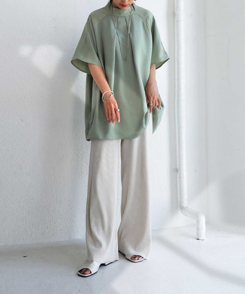 antiqua(アンティカ)の「ラグランスリーブブラウス(シャツ/ブラウス・レディース・ブラック/ミント/オフホワイト・FREE)」の9枚目の写真