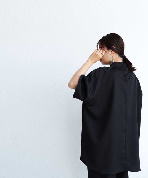 antiqua(アンティカ)の「ラグランスリーブブラウス(シャツ/ブラウス・レディース・ブラック/ミント/オフホワイト・FREE)」の6枚目の写真