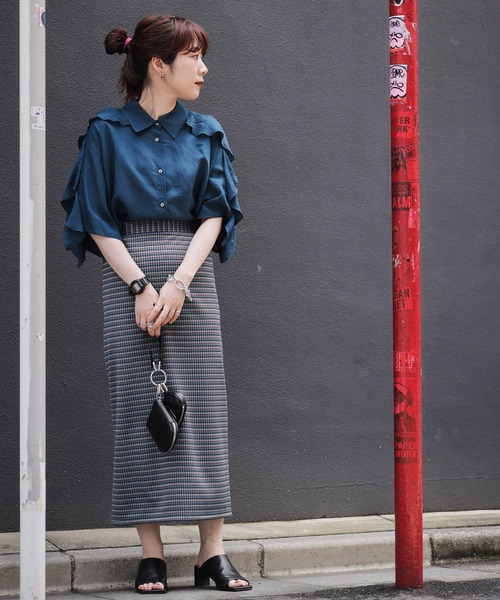 JEANASIS（ジーナシス）の「ジャガードチェックナロースカート/959365（スカート・レディース・ブラウン系その他/ブルー系その他/ホワイト系その他・FREE）」の20枚目の写真