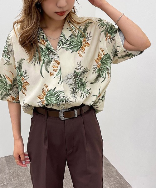 apres jour mignon（アプレジュールミニョン）の「アロハシャツ【ZOZOTOWN限定アイテム】（シャツ/ブラウス・レディース・アイボリー/ブラック/ネイビー・フリー/X-LARGE）」の6枚目の写真