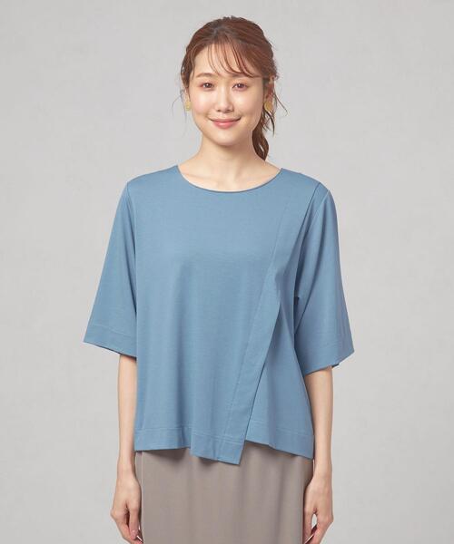 closet story（クローゼットストーリー）の「＜closet story＞サイドキリカエ クルーネック カットソー（Tシャツ/カットソー・レディース・ホワイト/ブラック/ロイヤルブルー・FREE）」の4枚目の写真