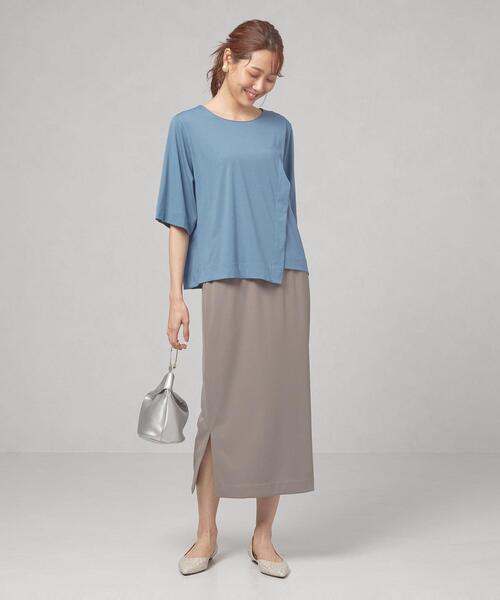 closet story（クローゼットストーリー）の「＜closet story＞サイドキリカエ クルーネック カットソー（Tシャツ/カットソー・レディース・ホワイト/ブラック/ロイヤルブルー・FREE）」の12枚目の写真