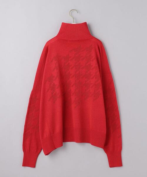 sulvam（サルバム）の「＜sulvam（サルバム）＞ハウンドトゥース タートルネック ニット（ニット/セーター・レディース・グレー/レッド・SMALL）」の3枚目の写真