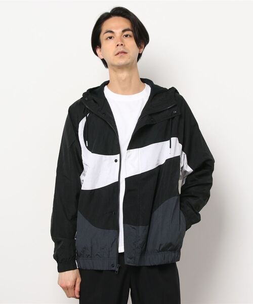 NIKE ナイキ ナイロンパーカー ジャケット グラフチェック グリッド 黒 白 NIKE - NIKE ナイキ ナイロンパーカー ジャケット グラフ