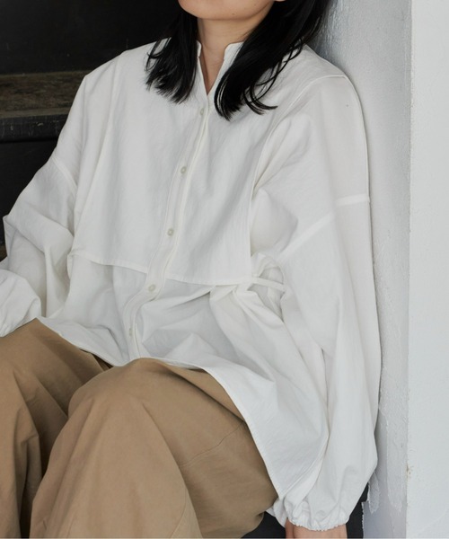 Libra Cue(リブラ キュー)の「ニュアンスコットンブザム切り替えシャツ(シャツ/ブラウス・レディース・ホワイト/ブラック/ダークグリーン・FREE)」の20枚目の写真