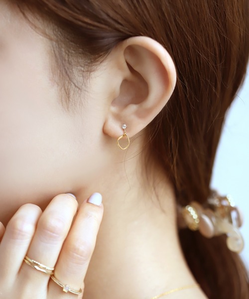 イヤリング 「 K10 」ドロップビジューイヤリング