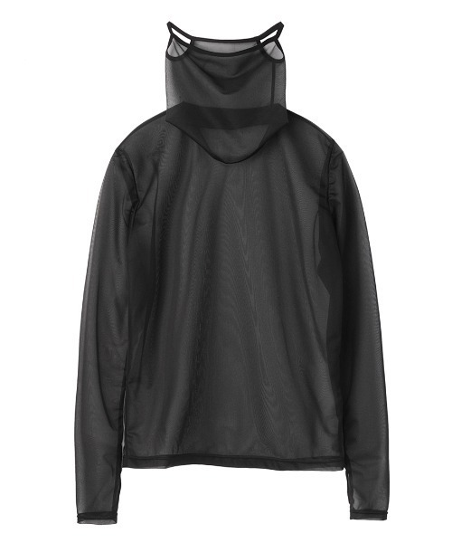 JOHN LAWRENCE SULLIVAN（ジョンローレンスサリバン）の「SEE-THROUGH EARHOOK HI-NECK TOP（Tシャツ/カットソー・レディース・ホワイト/ブラック・ONE SIZE）」の2枚目の写真