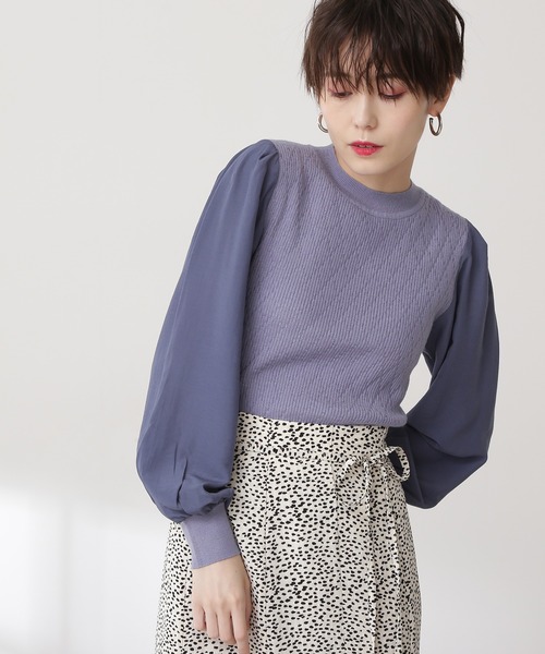 N.（N. Natural Beauty Basic）（エヌエヌナチュラルビューティーベーシック）の「◆シアースリーブニット（ニット/セーター・レディース・オフホワイト/ブルー/ブラック・MEDIUM）」の3枚目の写真