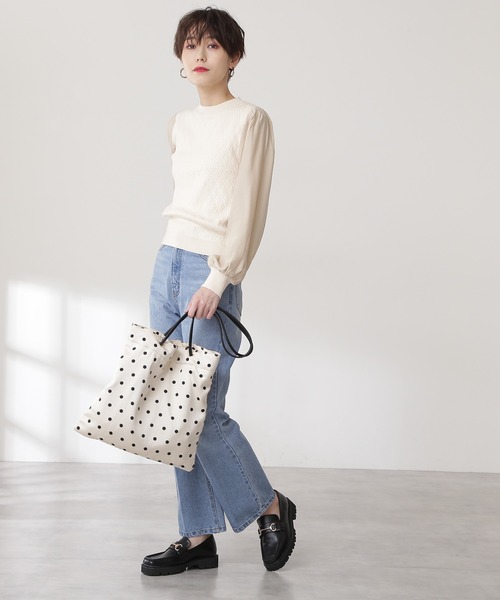 N.（N. Natural Beauty Basic）（エヌエヌナチュラルビューティーベーシック）の「◆シアースリーブニット（ニット/セーター・レディース・オフホワイト/ブルー/ブラック・MEDIUM）」の8枚目の写真