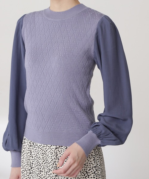 N.（N. Natural Beauty Basic）（エヌエヌナチュラルビューティーベーシック）の「◆シアースリーブニット（ニット/セーター・レディース・オフホワイト/ブルー/ブラック・MEDIUM）」の9枚目の写真