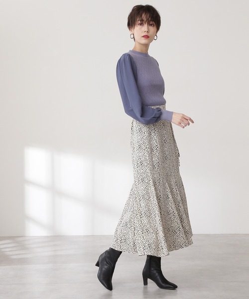 N.（N. Natural Beauty Basic）（エヌエヌナチュラルビューティーベーシック）の「◆シアースリーブニット（ニット/セーター・レディース・オフホワイト/ブルー/ブラック・MEDIUM）」の5枚目の写真