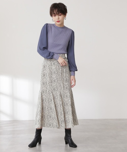 N.（N. Natural Beauty Basic）（エヌエヌナチュラルビューティーベーシック）の「◆シアースリーブニット（ニット/セーター・レディース・オフホワイト/ブルー/ブラック・MEDIUM）」の6枚目の写真