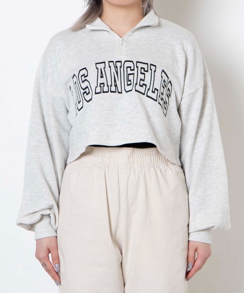 DuKKah（デュカ）の「Dukkah/【低身長向け】カレッジハーフジップショートスウェット（スウェット・レディース・杢グレー/ダークグリーン/ネイビー/ブラック/グリーン/オートミール・XS/X-SMALL）」の20枚目の写真