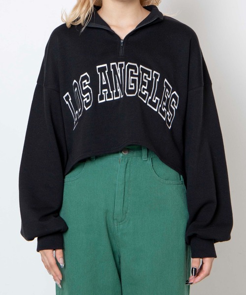 DuKKah（デュカ）の「Dukkah/【低身長向け】カレッジハーフジップショートスウェット（スウェット・レディース・杢グレー/ダークグリーン/ネイビー/ブラック/グリーン/オートミール・XS/X-SMALL）」の21枚目の写真