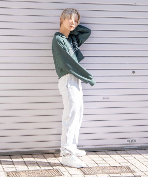 DuKKah（デュカ）の「Dukkah/【低身長向け】カレッジハーフジップショートスウェット（スウェット・レディース・杢グレー/ダークグリーン/ネイビー/ブラック/グリーン/オートミール・XS/X-SMALL）」の16枚目の写真