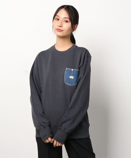 Lee(リー)の「Lee/リー デニムポケット ワンポイント ピスネームロゴ スウェット レディース メンズ トレーナー(スウェット・メンズ・ライトグレー/ブラック/ベージュ/ブルー・S/M/L/XL)」の16枚目の写真