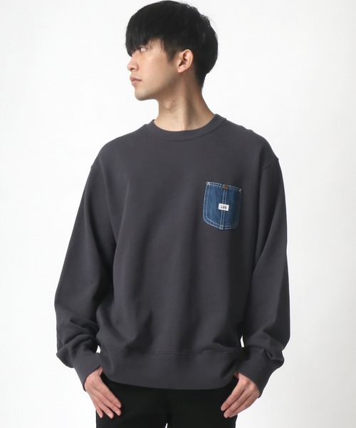 Lee(リー)の「Lee/リー デニムポケット ワンポイント ピスネームロゴ スウェット レディース メンズ トレーナー(スウェット・メンズ・ライトグレー/ブラック/ベージュ/ブルー・S/M/L/XL)」の17枚目の写真