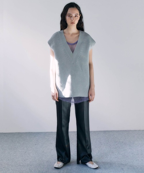 STUNNING LURE（スタニングルアー）の「オーバーニットベスト（ベスト・レディース・ライトグレー/ライトブラウン/ライトベージュ/ライトブルー・SMALL/MEDIUM）」の13枚目の写真