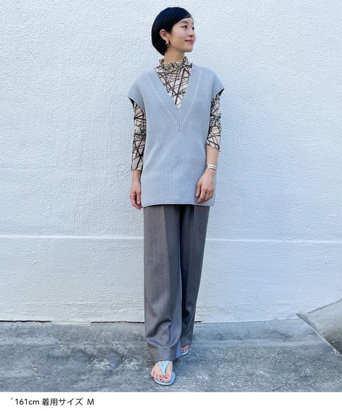 STUNNING LURE（スタニングルアー）の「オーバーニットベスト（ベスト・レディース・ライトグレー/ライトブラウン/ライトベージュ/ライトブルー・SMALL/MEDIUM）」の20枚目の写真