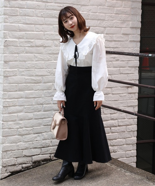 one after another NICE CLAUP（ワンアフターアナザーナイスクラップ）の「メインにもレイヤードスタイルにも。着回し広がるビックカラーアソートブラウス（シャツ/ブラウス・レディース・オフホワイト/ブラック/ストライプ/ドット・FREE）」の17枚目の写真