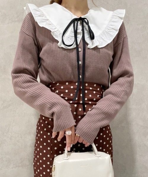 one after another NICE CLAUP（ワンアフターアナザーナイスクラップ）の「メインにもレイヤードスタイルにも。着回し広がるビックカラーアソートブラウス（シャツ/ブラウス・レディース・オフホワイト/ブラック/ストライプ/ドット・FREE）」の22枚目の写真