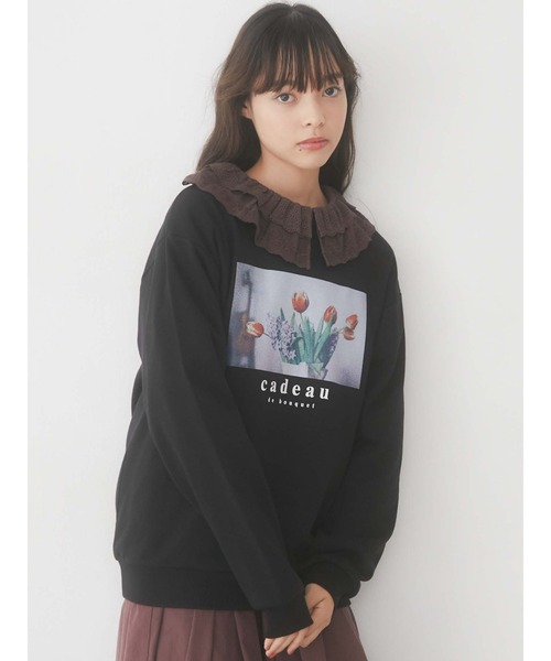 merry jenny（メリージェニー）の「bouquet トレーナー（スウェット・レディース・ブラック/オフホワイト・FREE）」の2枚目の写真