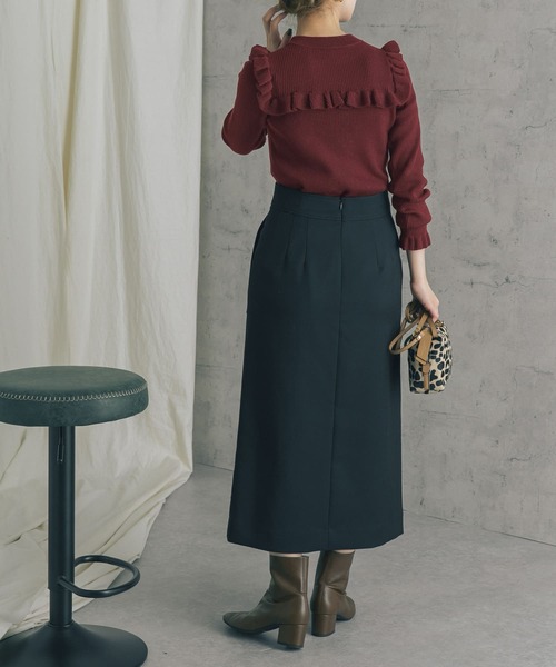 URBAN RESEARCH ROSSO（アーバンリサーチロッソ）の「フリルデザインリブニットプルオーバー（ニット/セーター・レディース・ダークブラウン/ベージュ/ピンク系その他・FREE）」の7枚目の写真
