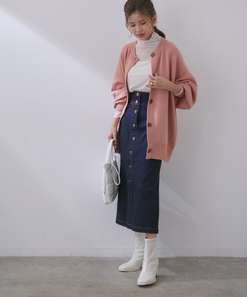 vis-`a-vis（ビサビ）の「【WEB限定】【追加生産】ストレッチ性抜群。デニムIラインハイウェストスカート（デニムスカート・レディース・ブラック/ネイビー・S/M/L）」の10枚目の写真