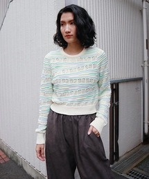 透かしMIXショートニットTOP