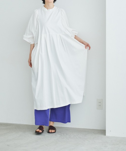 note et silence (ノートエシロンス)の「◇【AMB100貨】マルチエフェクトジャージー タックギャザーワンピース(ワンピース・レディース・ブラック/カーキ/ホワイト・FREE)」の2枚目の写真