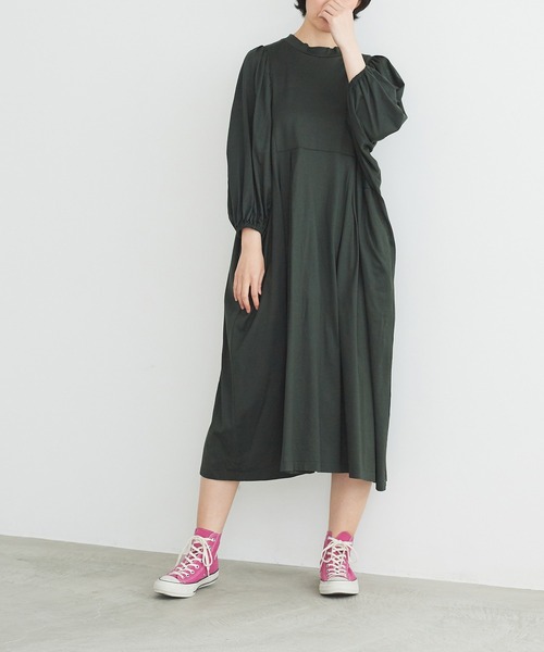 note et silence (ノートエシロンス)の「◇【AMB100貨】マルチエフェクトジャージー タックギャザーワンピース(ワンピース・レディース・ブラック/カーキ/ホワイト・FREE)」の1枚目の写真