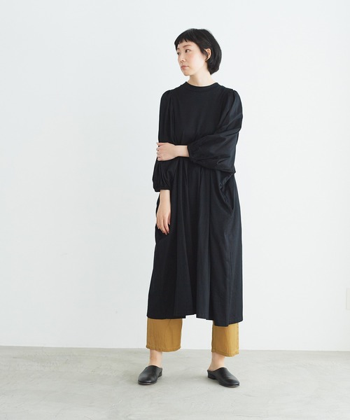 note et silence (ノートエシロンス)の「◇【AMB100貨】マルチエフェクトジャージー タックギャザーワンピース(ワンピース・レディース・ブラック/カーキ/ホワイト・FREE)」の5枚目の写真